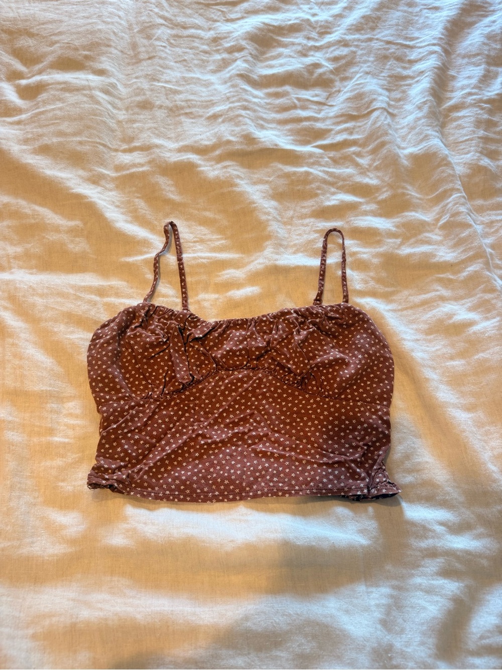 pacsun La Hearts Brown mini flowers Spaghetti Strap Crop Cami